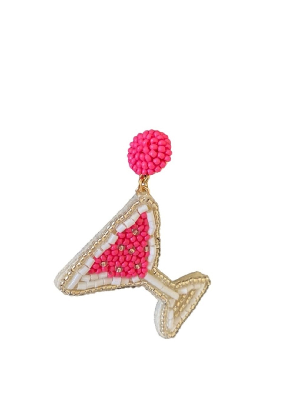 J. Crew Martini Glass Beaded Statement Earrings Pink Gold NEW - Picture 7 of 7